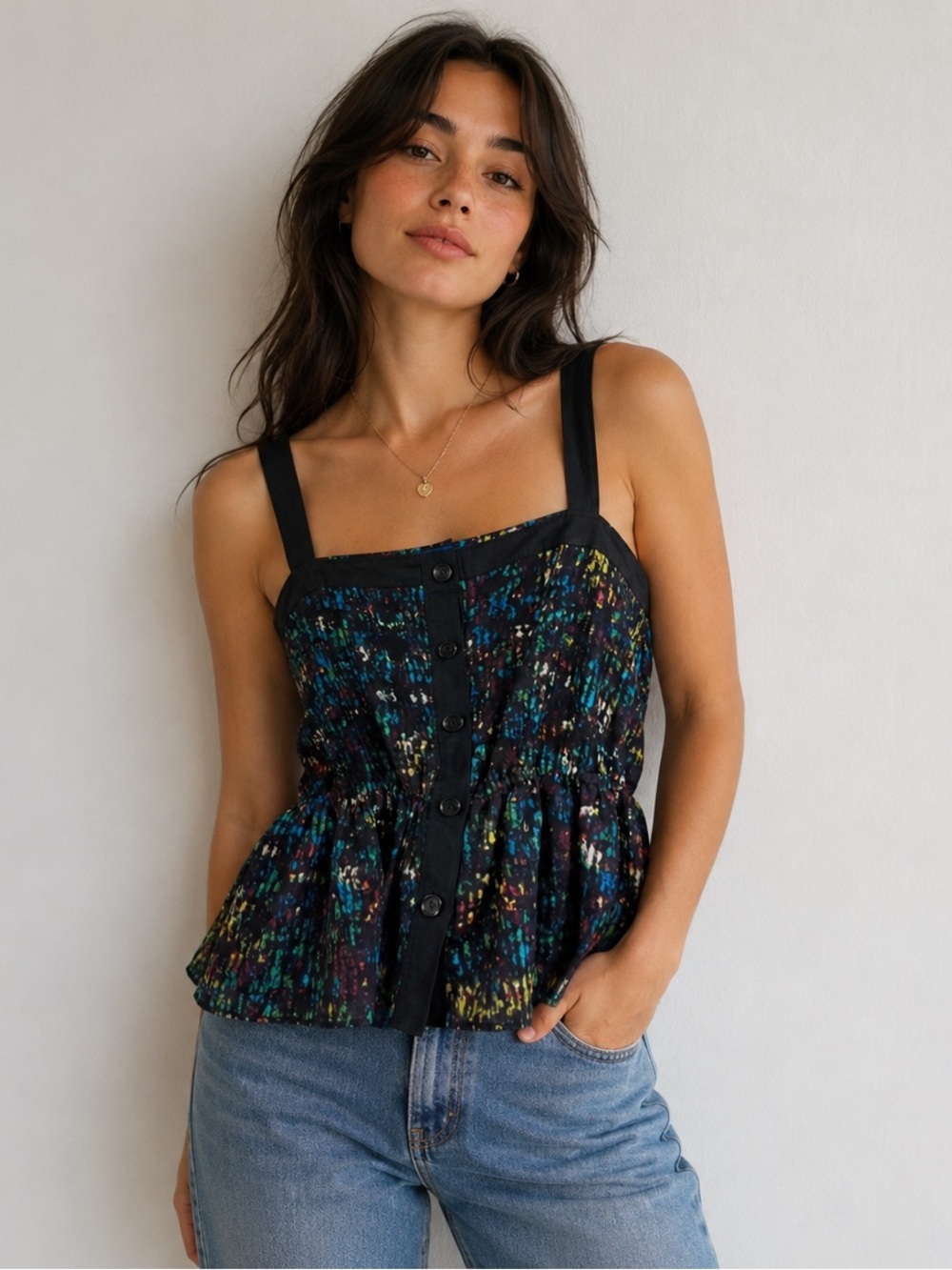 DEREK LAM RIO PEPLUM TOP - BLACK SIZE SMALL (NEW WITH TAGS) A16